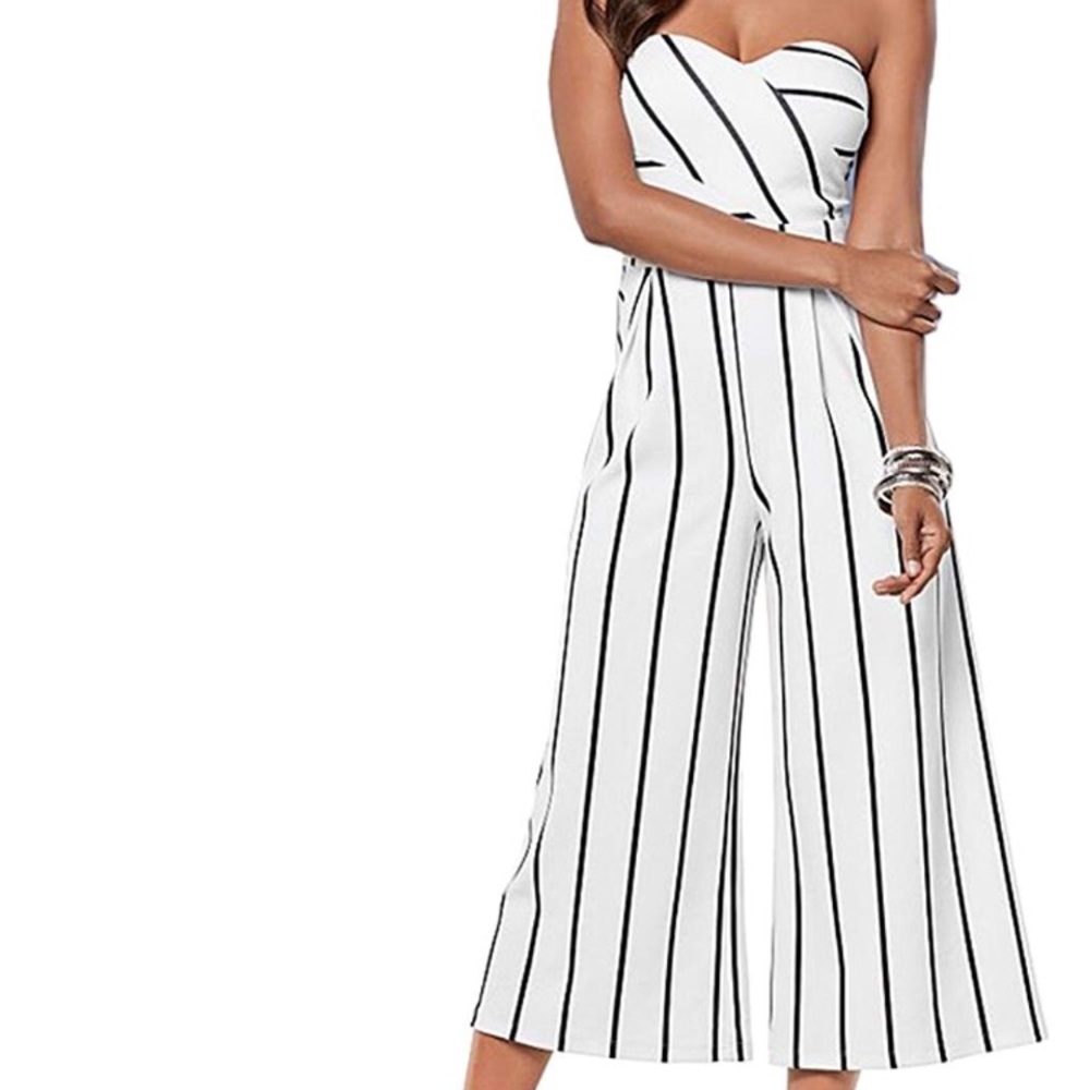 Striped white and black jumpsuit.